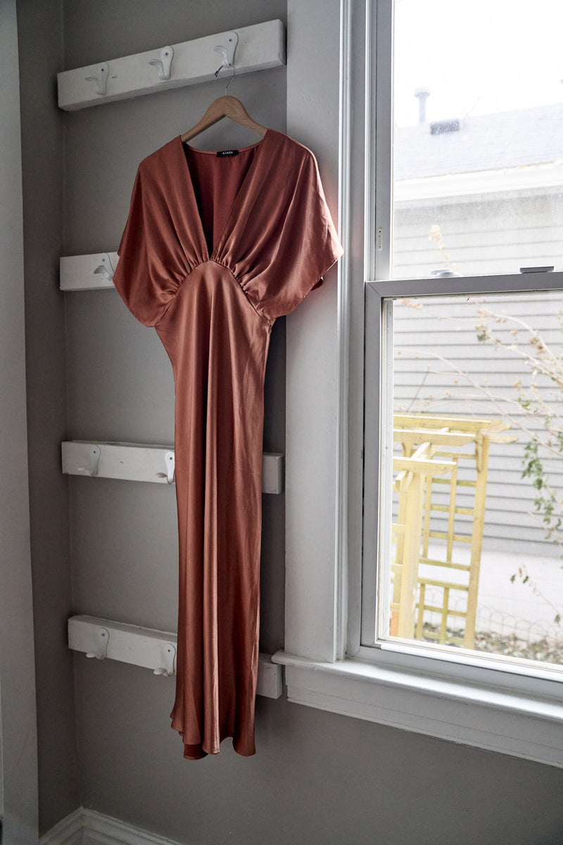 Satin Wrap Dress in Golden