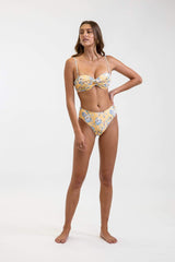 Oia Bloom Knotted Bandeau Top in Butter