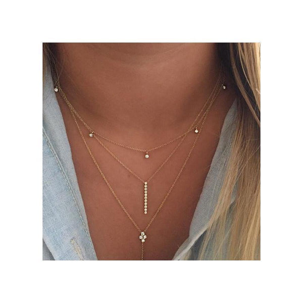 5 DANGLING DIAMOND CHOKER NECKLACE