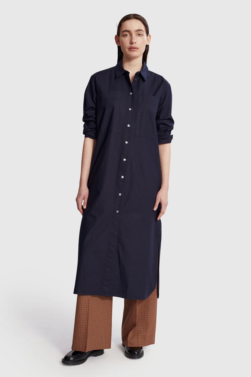 Bianca Gingham Dress in Navy