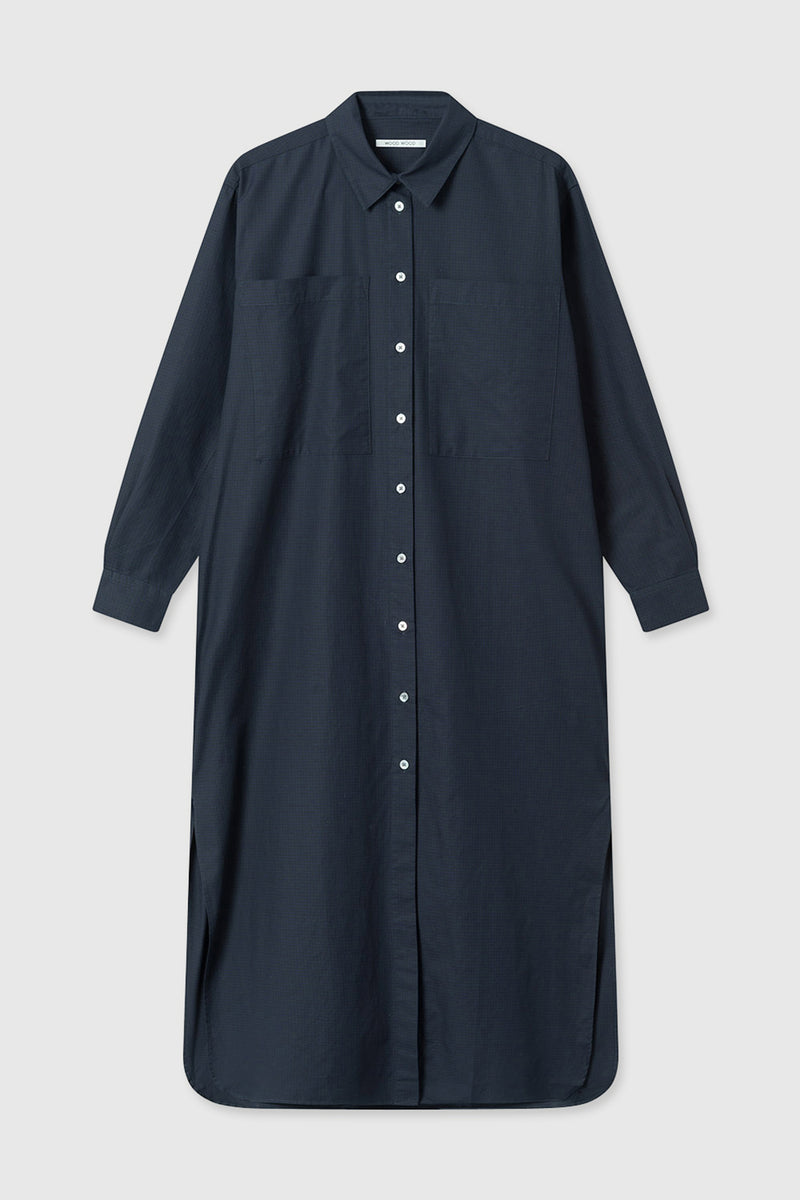 Bianca Gingham Dress in Navy