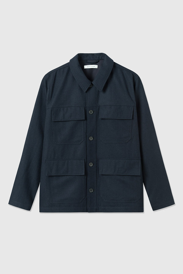 Clive Wool Shirt in Navy
