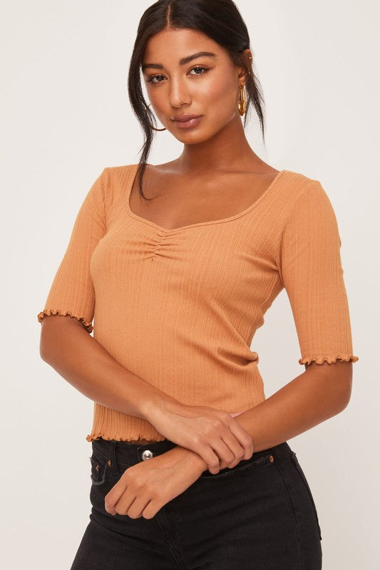Everly Lettuce Edge Cinched Top