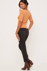 Everly Lettuce Edge Cinched Top