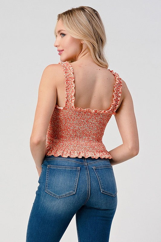Liza Ditsy Smocked Crop Top