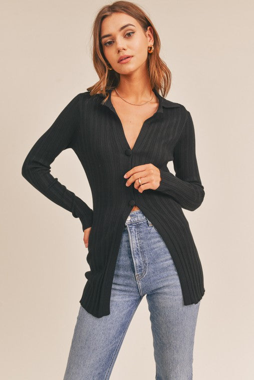 Ella Long Sleeve Button Down Cardigan Top