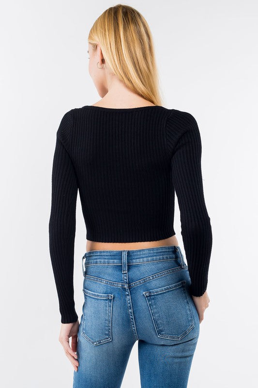 Stacy Button Top in Black