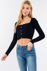 Stacy Button Top in Black
