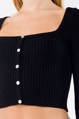 Stacy Button Top in Black