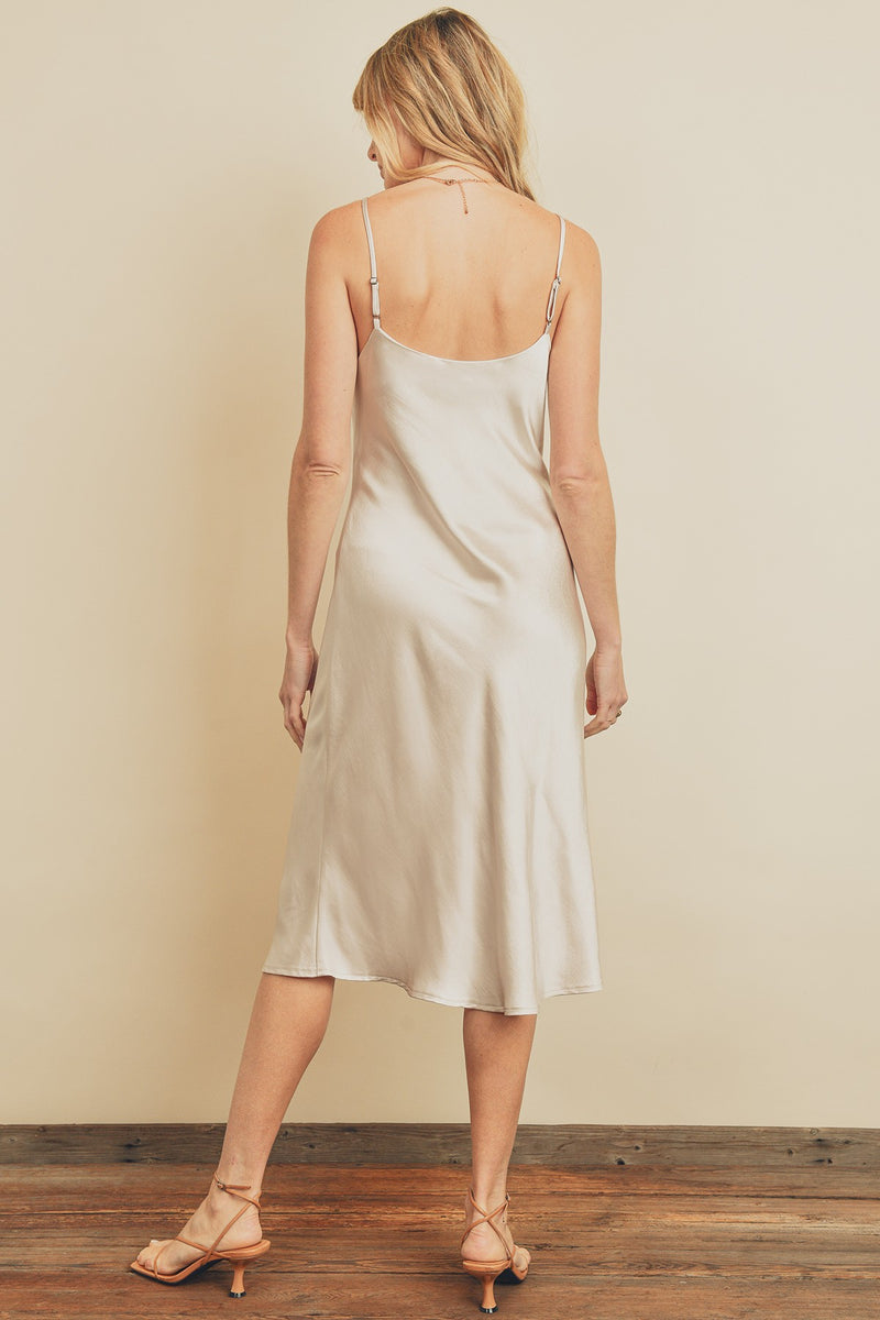 Satin Slip Dress in Eggshell