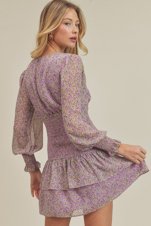 Long Sleeve Floral Mini Dress