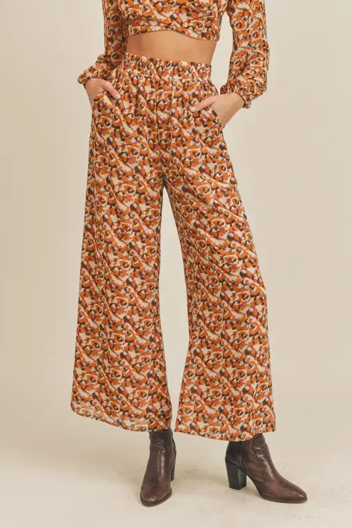 Ruth Print Pant in Brown