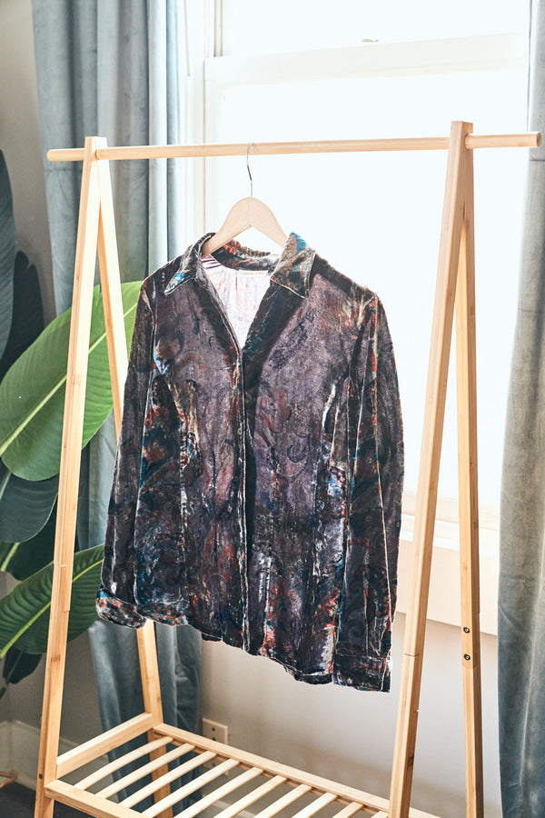 Vintage Velvet Button Down Shirt