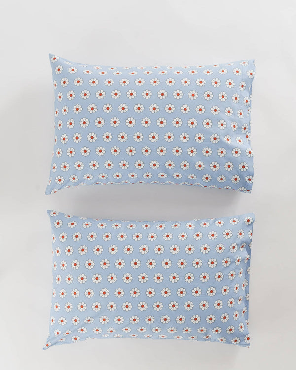 Pillow Case Set of 2 in Blue Daisy
