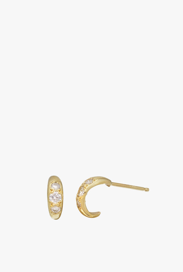 Triple Diamond Hoop Studs