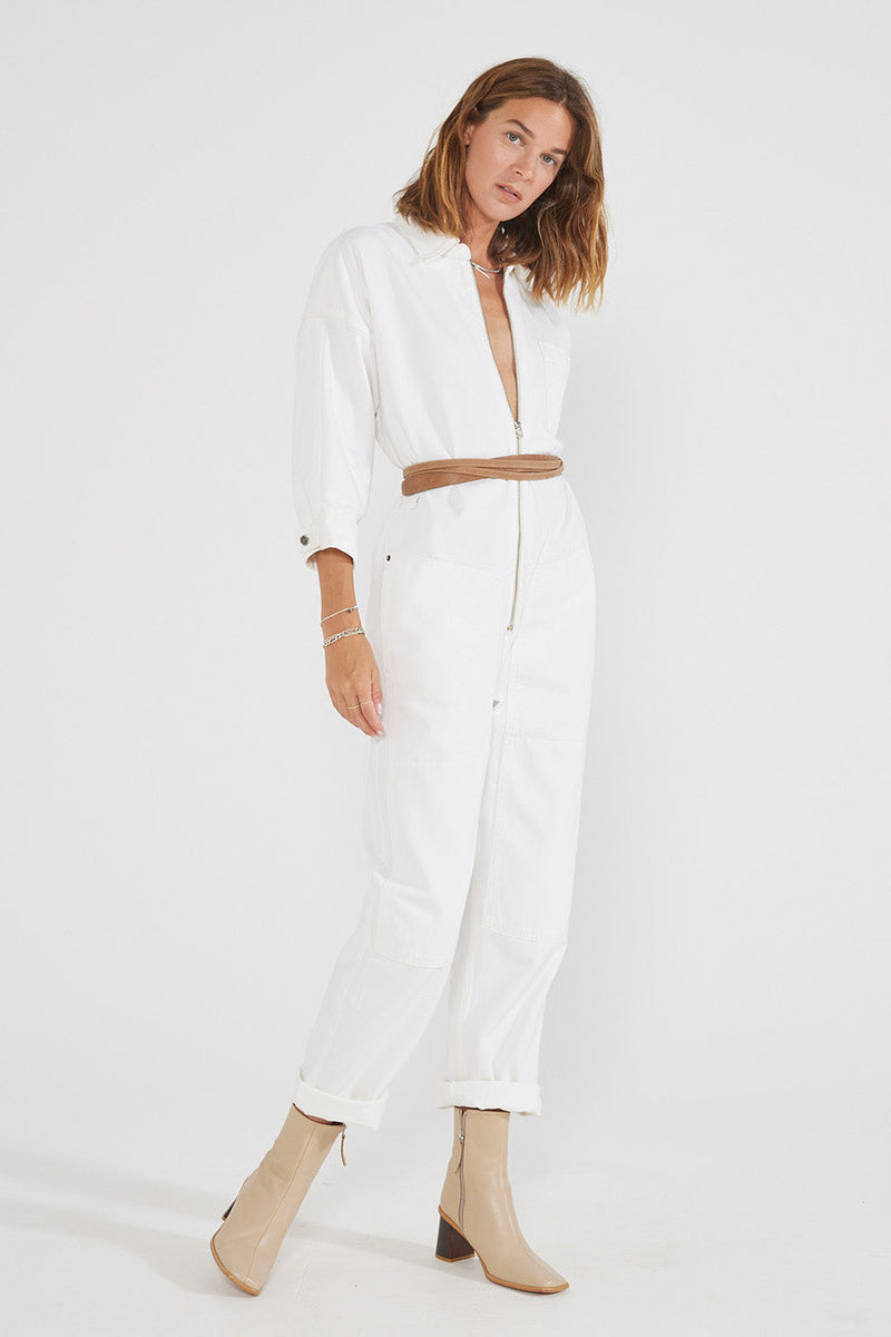 Zeta Carpenter Jumpsuit - Vintage White