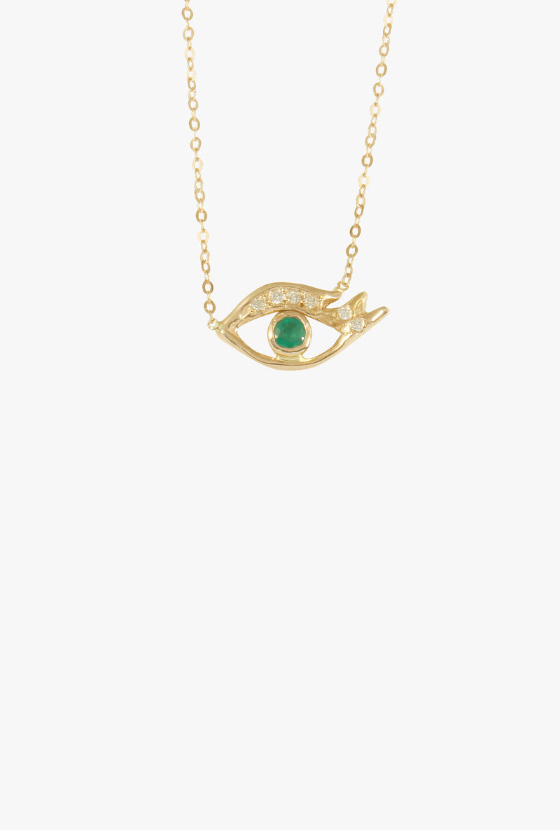 Emerald Eye w/ Diamond Pavé Necklace