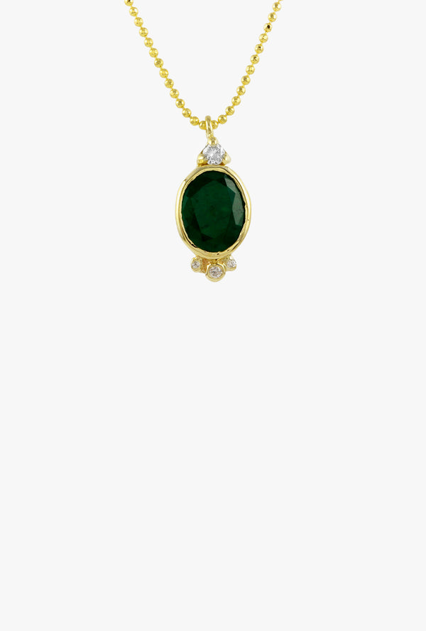 Oval Emerald w/ Diamond Accent Necklace