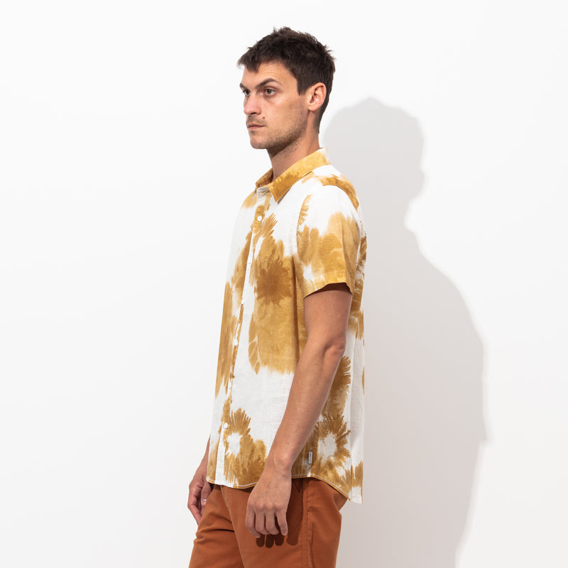 Washed up S/S Woven Shirt in Tobacco