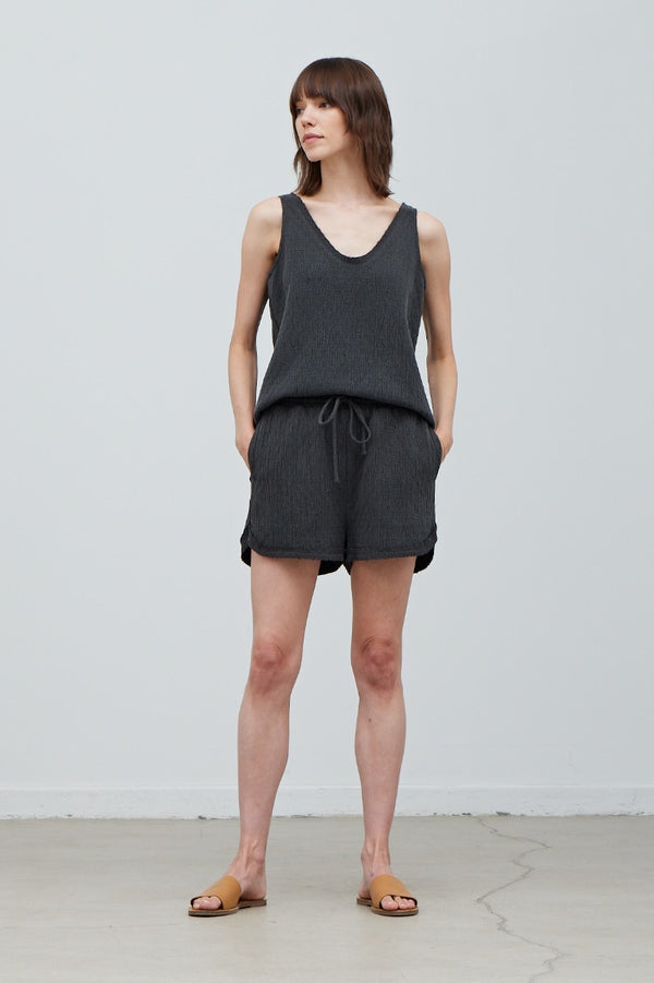 Raw Edge Shorts in Faded Black