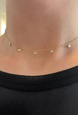 5 Diamond Bezel Choker Necklace