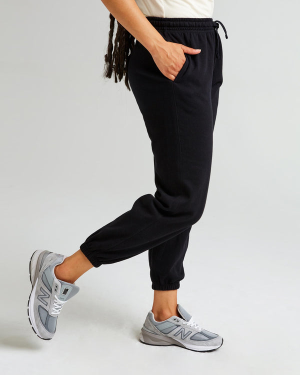 Recycled Fleece Sweatpant in Black