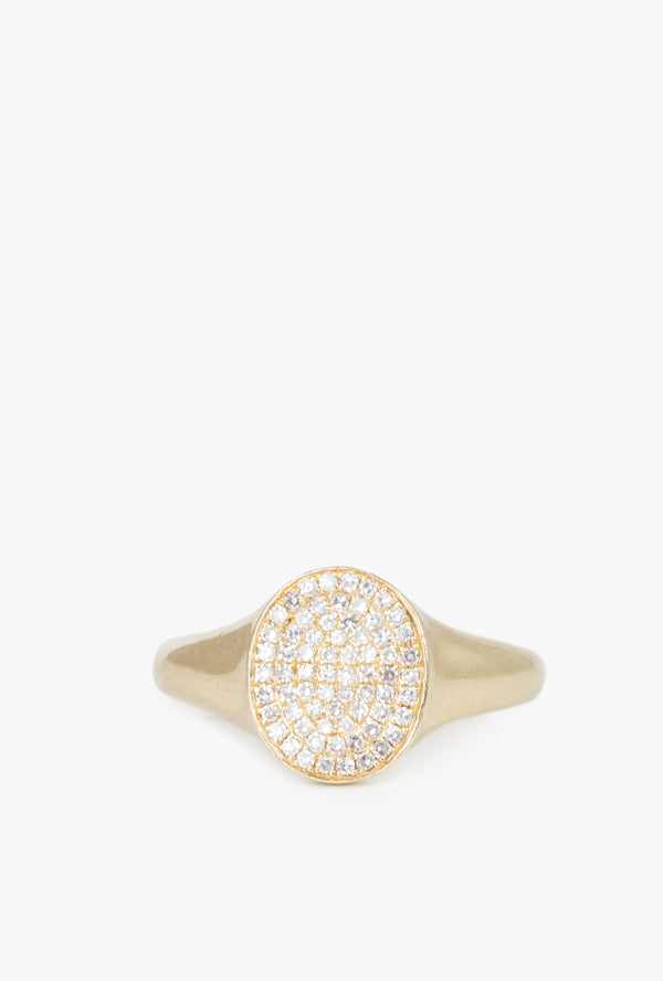 Pave Disc Signet Ring