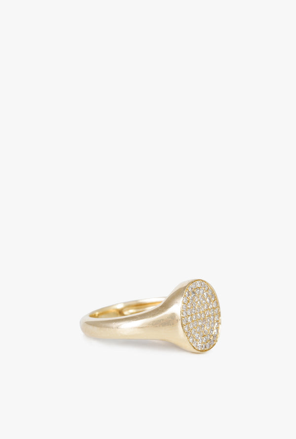 Pave Disc Signet Ring