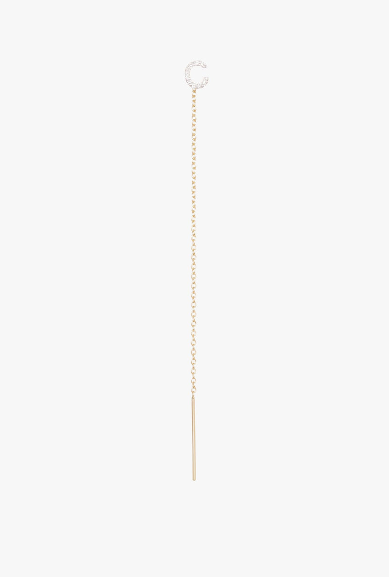 Diamond "C" Initial Threader Earring