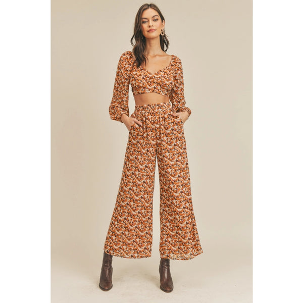 Ruth Print Pant in Brown