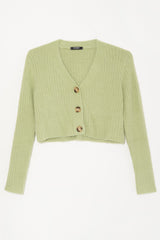 Fuzzy Cropped Cardigan in Pistachio