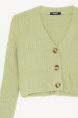 Fuzzy Cropped Cardigan in Pistachio