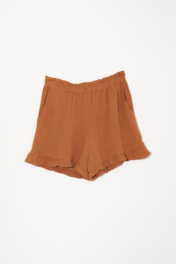 Ruffle Shorts in Clay