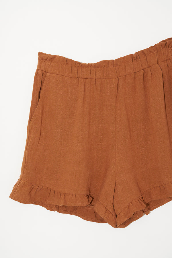 Ruffle Shorts in Clay