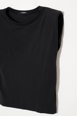 Shoulder Sleeveless Tee in Black