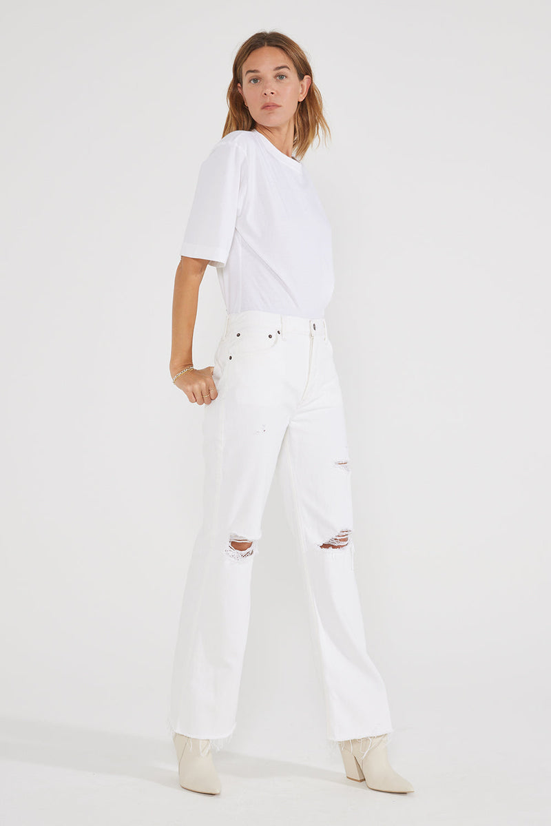 Amis Mid Rise Relaxed Boot - Vintage White