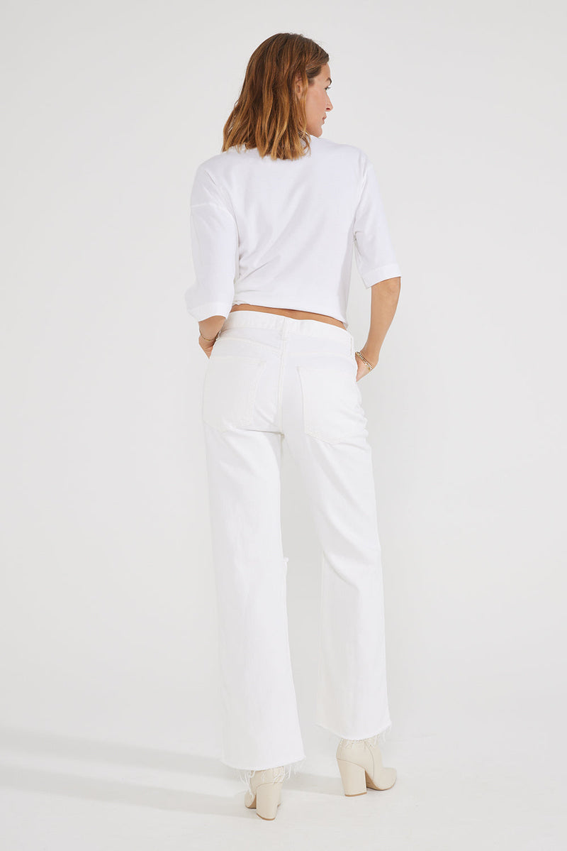 Amis Mid Rise Relaxed Boot - Vintage White