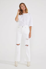 Amis Mid Rise Relaxed Boot - Vintage White