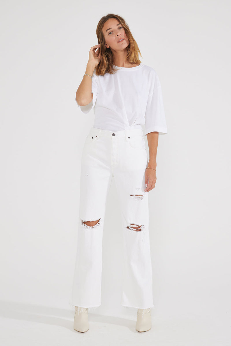 Amis Mid Rise Relaxed Boot - Vintage White