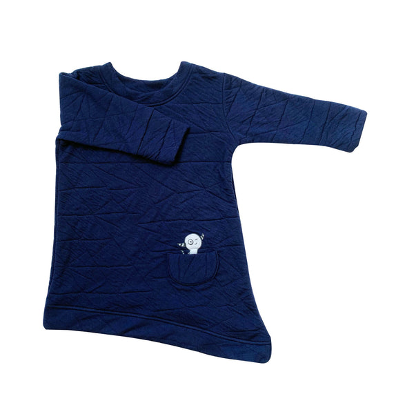 Asymmetric Dress - Quilted Deep Blue