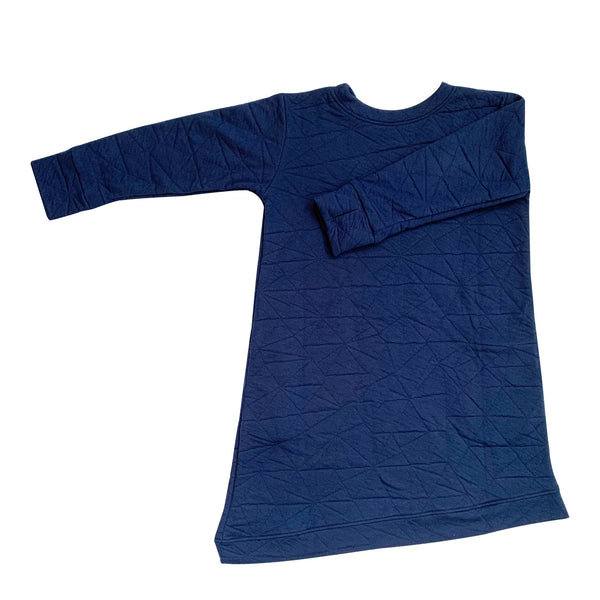 Asymmetric Dress - Quilted Deep Blue - Youth
