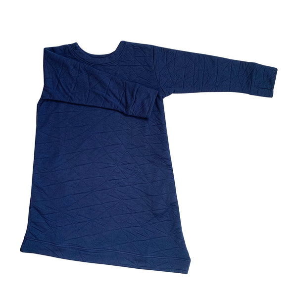 Asymmetric Dress - Quilted Deep Blue - Youth