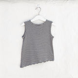 Asymmetric Tank - Black + White Stripes