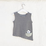 Asymmetric Tank - Black + White Stripes