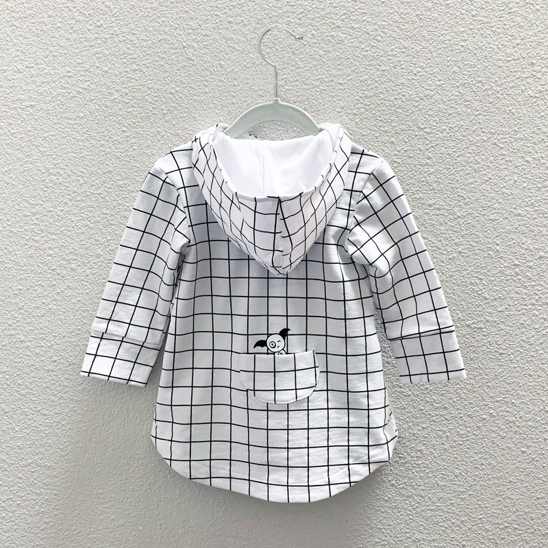 Hi-Lo Hoodie - Black/White Grid