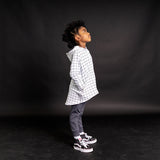 Hi-Lo Hoodie - Black/White Grid