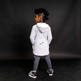 Hi-Lo Hoodie - Black/White Grid