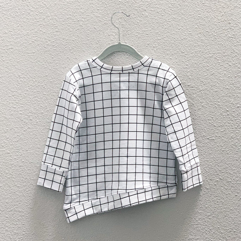 Asymmetric Pullover - Black/White Grid