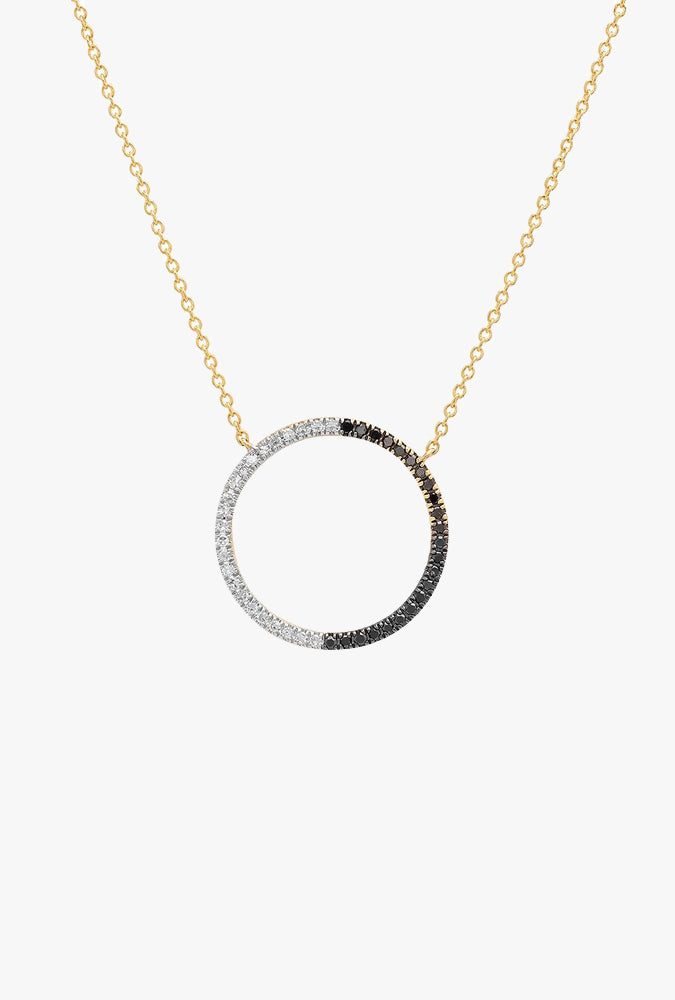 Black and White Diamond Circle Necklace