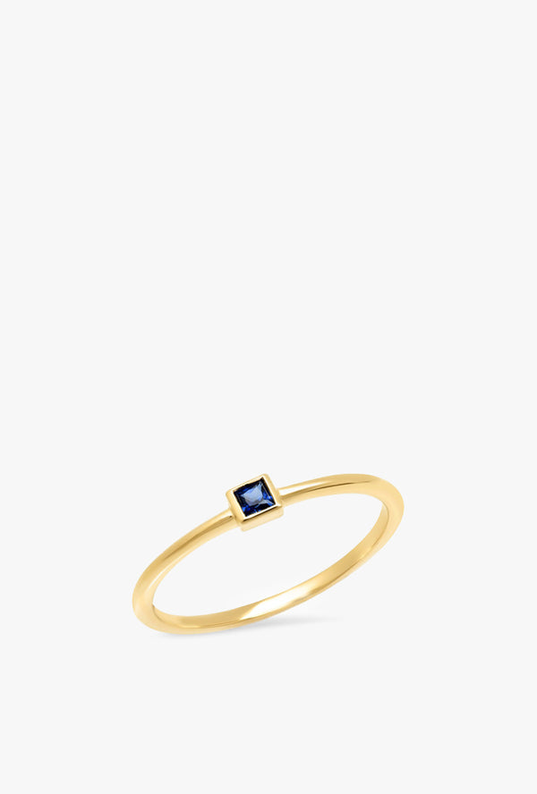 Blue Sapphire Princess Cut Pinky Ring